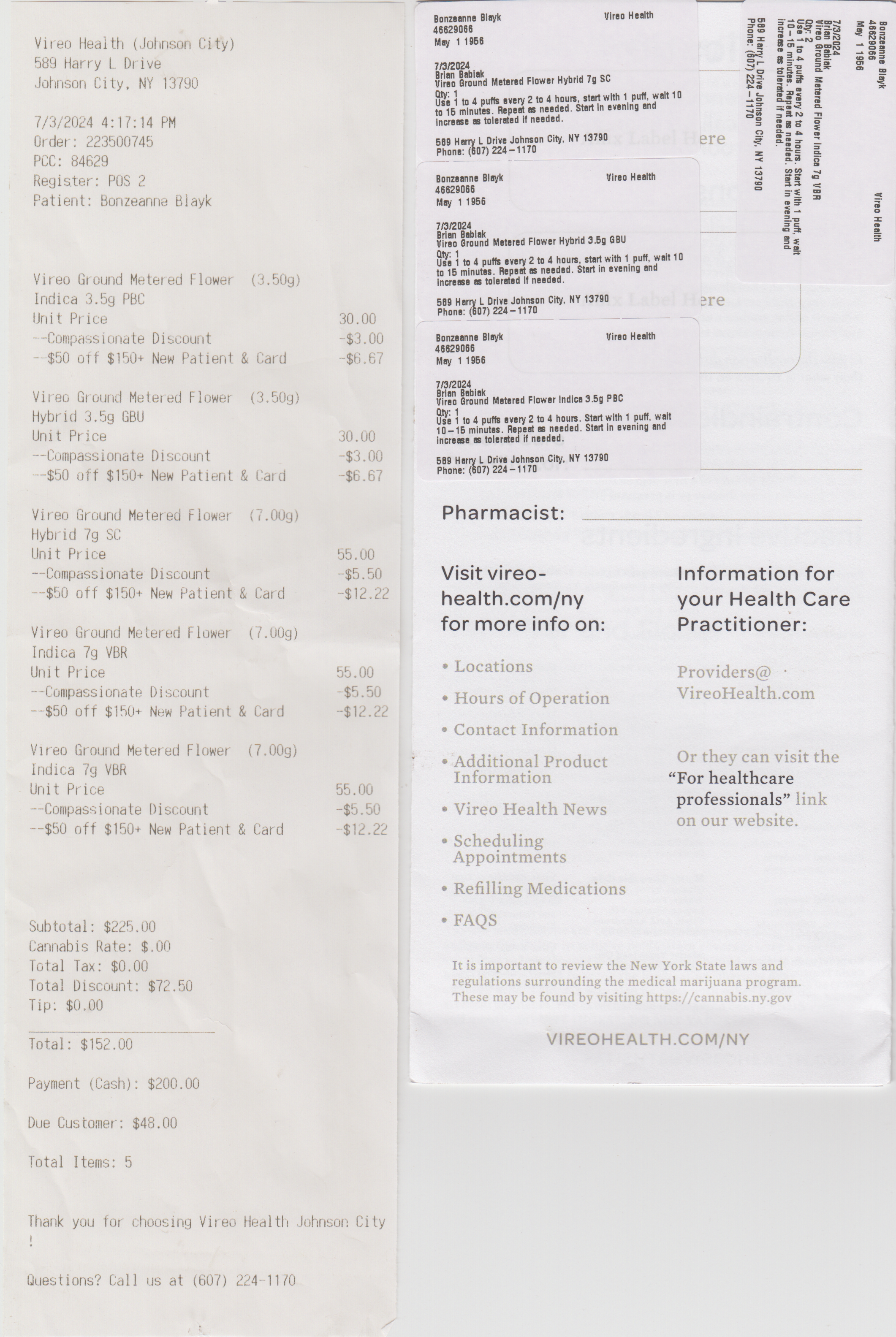 ./2024-07-03 - Vireo Velvet Breath 2 x 7 gm etc - 1 oz total sampler of Ground Flower 10 to 1 THC-CBD Cannabis - $152.00.png